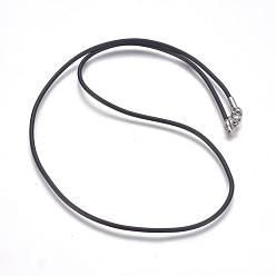 Black Rubber Cord Necklaces Making, with 304 Stainless Steel Lobster Claw Clasps, Black, 20.47 inch(52cm), 2mm