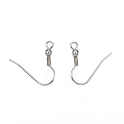Stainless Steel Color 304 Stainless Steel Earring Hooks, Ear Wire, with Horizontal Loop, Stainless Steel Color, 19~21x20~23x3mm, Hole: 2mm