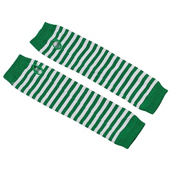 Dark Green Acrylic Fiber Yarn Knitting Fingerless Gloves, Stripe Pattern Winter Warm Gloves with Thumb Hole, Dark Green, 310x80mm
