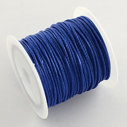 Королевский синий Корейская вощеной шнуры полиэфирные, королевский синий, 1 мм, около 10 м / рулон, 25 рулонов / мешок