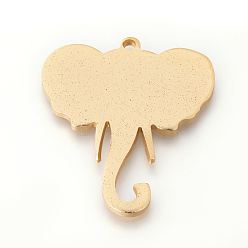 Gold Eco-Friendly Aluminium Pendants, Laser Cut Pendants, Elephant, Gold, 52.5x43x2~2.5mm, Hole: 3mm
