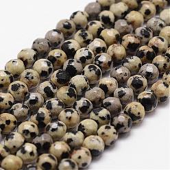 Jaspe Dalmate Naturelles dalmate jaspe perles brins, facette, ronde, 4mm, Trou: 1mm, Environ 96 pcs/chapelet, 14.9 pouces ~ 15.1 pouces