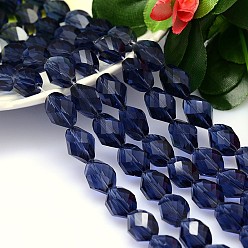Bleu Nuit Facettes polyèdre imitation cristal autrichien rangées de perles, grade de aaa, bleu minuit, 13x10mm, Trou: 0.9~1mm, Environ 30 pcs/chapelet, 15.7 pouce