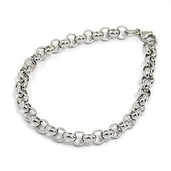 Stainless Steel Color Fashionable 304 Stainless Steel Cable Chain Bracelets, with Lobster Claw Clasps, Stainless Steel Color, 8-1/2 inch(215mm), 7mm