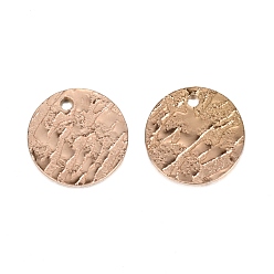 Rose Gold Ion Plating(IP) 304 Stainless Steel Charms, Textured, Laser Cut, Flat Round, Rose Gold, 12x1mm, Hole: 1.4mm