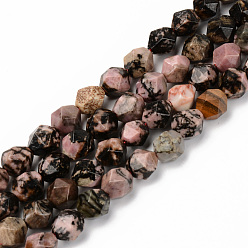 Rhodonite Natural Rhodonite Beads Strands, Star Cut Round Beads, Faceted, 7~8x8mm, Hole: 1.2mm, about 45pcs/strand, 14.76 inch(37.5cm)