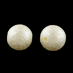 Beige Matte Round ABS Plastic Imitation Pearl Beads, Beige, 13~14mm, Hole: 2mm, about 300pcs/500g