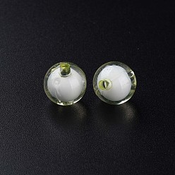 Light Green Transparent Acrylic Beads, Bead in Bead, Round, Light Green, 11.5x11mm, Hole: 2mm, about 520pcs/500g