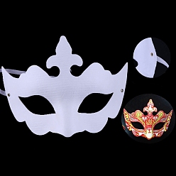 Crown Masque de mascarade bricolage non peint, masque en papier demi-visage uni blanc pour la décoration de fête, motif couronne, 130x190mm