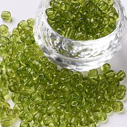 Green Yellow Glass Seed Beads, Transparent, Round, Green Yellow, 8/0, 3mm, Hole: 1mm, about 10000 beads/pound