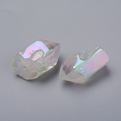 Cristal de cuarzo Galvanizadas cuentas de cristal de cuarzo natural, perlas de media perforados, facetados, flecha, 31~33x15~20x14~16 mm, agujero: 2 mm