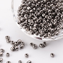 Dark Gray 6/0 Glass Seed Beads Small Beads, Round Hole Rocailles, Opaque Gray, about 4mm in diameter, about 4500pcs/pound