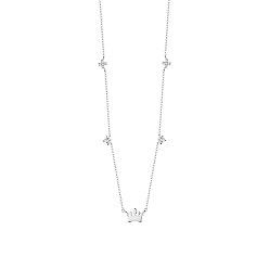 Platinum SHEGRACE 925 Sterling Silver Necklace with Crown Pendant, Platinum, 15.7 inch(40cm)