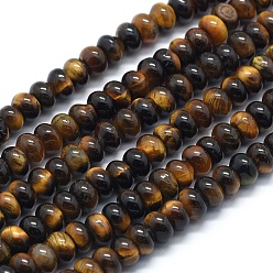 Tiger Eye Natural Tiger Eye Beads Strands, Rondelle, 6x4mm, Hole: 1mm, about 96pcs/strand, 15.94 inch(40.5cm)