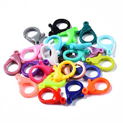 Mixed Color Opaque Acrylic Lobster Claw Clasps, Mixed Color, 25x18x6mm, Hole: 2mm