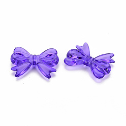 Pourpre Moyen Perles acryliques transparentes, bowknot, support violet, 23x29.5x6mm, Trou: 1.6mm, environ293 pcs / 500 g