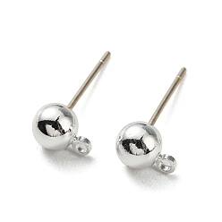 Silver Brass Stud Earring Findings, with 925 Silver Pin, Long-Lasting Plated, Cadmium Free & Lead Free, Silver, 7x5mm, Hole: 1.2mm, Pin: 0.6mm