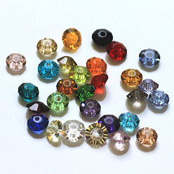 Color mezclado Imitación perlas de cristal austriaco, aaa grado, facetados, plano y redondo, color mezclado, 6x3.5 mm, agujero: 0.7~0.9 mm