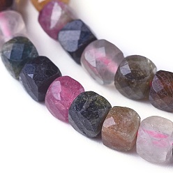 Tourmaline Natural Tourmaline Beads Strands, Faceted, Cube, 3.5~4.5x3.5~4.5x3.5~4.5mm, Hole: 0.9mm, about 85~96pcs/strand, 15.3 inch~15.5 inch(39~39.5cm)