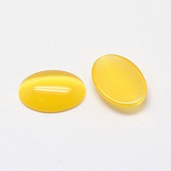 Gold Cat Eye Cabochons, Oval, Gold, 14x10x2.5mm