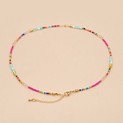 Colorful Glass Seed Beaded Necklaces for Women, Colorful, 16.54 inch(42cm)