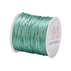 Verdemar Oscuro Hilo de nylon, cordón de satén de cola de rata, verde mar oscuro, 1.0 mm, aproximadamente 76.55 yardas (70 m) / rollo