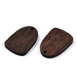 Coconut Brown Natural Wenge Wood Pendants, Undyed, Arch Charms, Coconut Brown, 28.5x20.5x3.5mm, Hole: 2mm