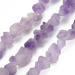 Amethyst Raw Rough Natural Amethyst Beads Strands, Nuggets, 4~21x4~16x4~16mm, Hole: 1.2mm, about 30~53pcs/strand, 14.57~15.55 inch(37~39.5cm)