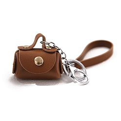 Saddle Brown Imitation Leather Mini Coin Purse with Key Ring, Keychain Wallet, Change Handbag for Car Key ID Cards, Saddle Brown, Bag: 5.8x5x3cm
