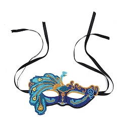 Peacock Kits de peinture de diamant de masque de mascarade de bricolage, y compris masque en plastique, strass en résine et cordon en polyester, outils, motif de paon, 130x240mm