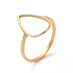 Oro Chapado iónico (ip) 201 anillo de dedo en forma de lágrima de acero inoxidable, anillo hueco ancho para mujer, dorado, tamaño de EE. UU. 6 1/2 (16.9 mm)