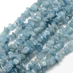 Aquamarine Natural Aquamarine Chip Beads Strands, 5~8x5~8mm, Hole: 1mm, about 32 inch