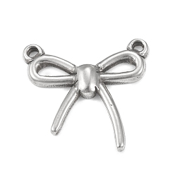 Stainless Steel Color 304 Stainless Steel Pendants, Hollow, Bowknot Charm, Stainless Steel Color, 18.5x18x2.5mm, Hole: 1mm