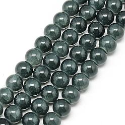 Dark Slate Gray Baking Painted Crackle Glass Bead Strands, Round, Dark Slate Gray, 6mm, Hole: 1.3~1.6mm, about 133pcs/strand, 31.4 inch