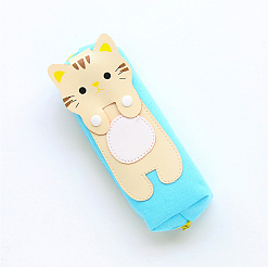 Moccasin Cartoon Cat Cloth Storage Pencil Zipper Pouches, Pen Holder, for Office & School Supplies, Rectangle, Moccasin, 188x86mm