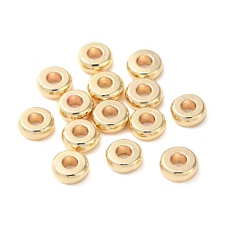 Real 14K Gold Plated Brass Flat Round Spacer Beads, Real 14K Gold Plated, 4x1.5mm, Hole: 1.5mm