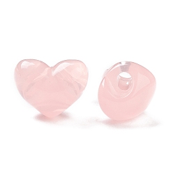 Pink Perles acryliques acryliques imitation gelée, cœur, rose, 14x18.5x13.5mm, Trou: 3.5mm, environ215 pcs / 500 g