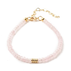 Lavender Blush Natural Malaysia Jade(Dyed) Beaded Bracelets for Women or Men, with Golden Tone Brass Findings, Lavender Blush, 7-1/4 inch(18.5cm), 4mm