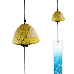 Yellow Japanese Style Iron Wind Chimes, Paper Pendant Decorations, Mountain Fuji, Yellow, 400x65mm