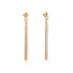 Golden Brass Dangle Stud Earrings, with 304 Stainless Steel Findings & Cardboard Jewelry Set Boxes, Bar, Golden, 38.5mm, Pin: 0.8mm