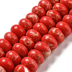 Красный Синтетические окрашенные нити императорской яшмы, рондель, красные, 8~8.5x5~5.5 мм, отверстие : 1.2 мм, около 76~77 шт / нитка, 15.20''~15.47" (38.6~39.3 см)