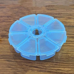 Bleu Dodger Pilulier hebdomadaire en plastique pp, 7 jours et planificateurs de pilules de secours, convivial pour les voyages, plat rond, Dodger bleu, 104x27mm, 8 compartiments