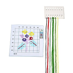 Colorido Kits de principiantes de punto de cruz diy con patrón de flores, kit de punto de cruz estampado, incluyendo tela estampada 11ct, hilo y agujas para bordar, instrucciones, colorido, 195~198x195~204x1 mm