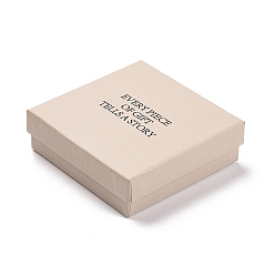 Papaye Boîtes d'emballage de bijoux en carton, avec une éponge à l'intérieur, pour les bagues, petites montres, , Des boucles d'oreilles, , carré avec des mots, papayawhip, 9.15x9.15x2.9 cm