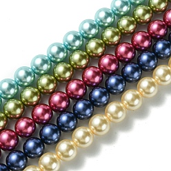 Couleur Mélangete Brins de perles rondes en verre teinté écologique, Grade a, cordon en coton fileté, couleur mixte, 14mm, Trou: 0.7~1.1mm, Environ 30 pcs/chapelet, 15 pouce