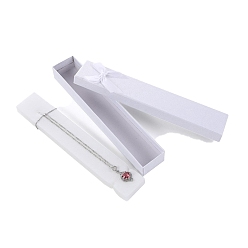 White Rectangle Paper Necklace Boxes with Bowknot, Jewelry Gift Case for Necklaces Storage, White, 21x4x2.2cm