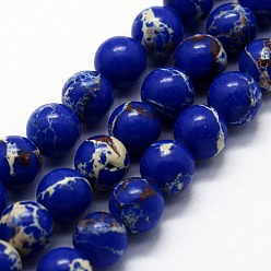 Средно-синий Синтетические имперские нитки из бисера яшмы, окрашенные, круглые, светло-синий, 6 мм, отверстие : 0.8 мм, около 63 шт / нитка, 14.76 дюйм (37.5 см)