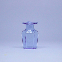 Púrpura Media Adornos en miniatura de jarrón de vidrio de borosilicato alto, accesorios de casa de muñecas micro jardín paisajístico, simulando decoraciones de utilería, con borde ondulado, púrpura medio, 25x40 mm