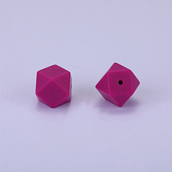 Средний Фиолетово-красный Шестиугольные силиконовые бусины, жевательные бусины для чайников, DIY уход за ожерельем, средне фиолетовый красный, 23x17.5x23 мм, отверстие : 2.5 мм