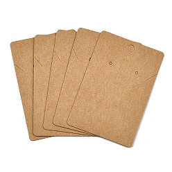 BurlyWood Rectangle Kraft Paper One Pair Earring Display Cards with Hanging Hole, Jewelry Display Card for Pendants and Earrings Storage, BurlyWood, 9x6x0.06cm, Hole: 6mm and 1.6mm